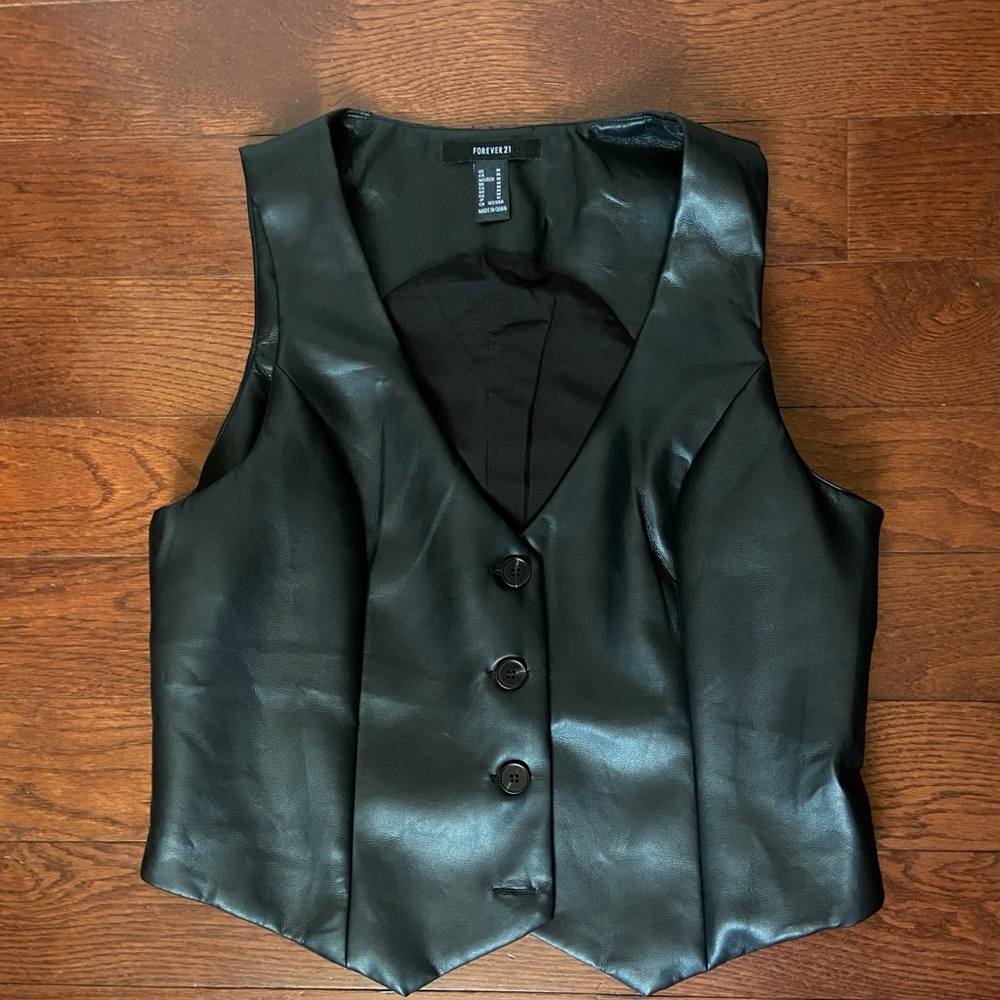 Faux Leather Black Vest by Forever 21